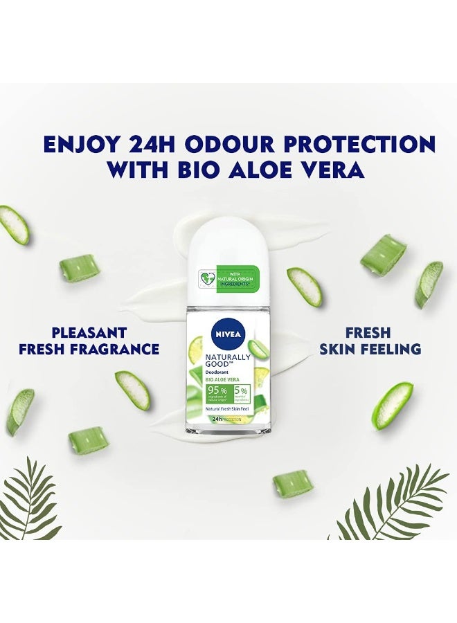 Nivea Naturally Good Deodorant Protection 24H With Aloe Vera Bio Roll-On 50 ml - Image 2